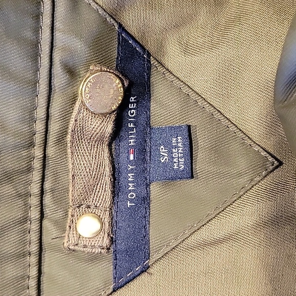 TOMMY HILFIGER spring fall coat, detachable hood, rain wind, green, small - Picture 9 of 16